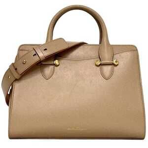 Salvatore Ferragamo 2-way bag TODAY Beige GG 21 G925 Handbag Leather Shoulder...